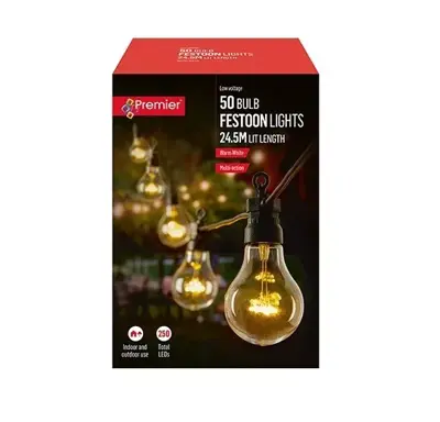 50 LED bulb festoon lights 24.5m