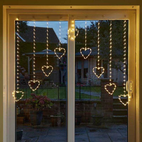 Heart Curtain Lights - Warm White  LV