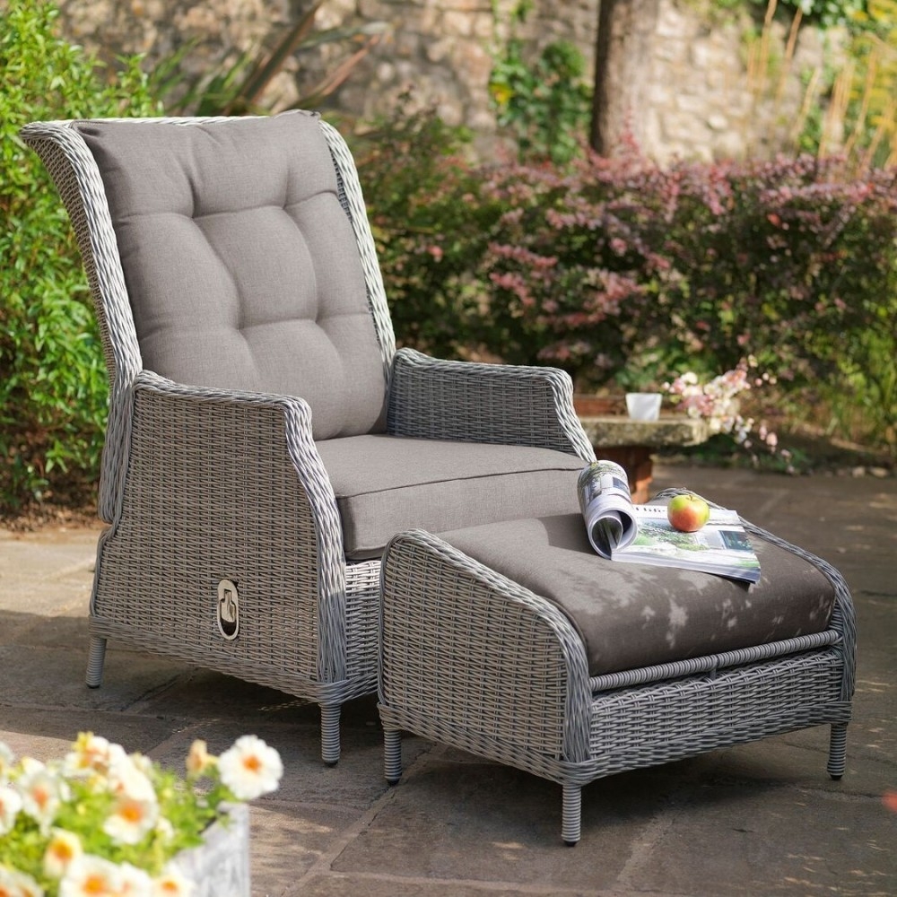 Palma Recliner with Footstool - Whitewash - Radway Bridge Garden Centre