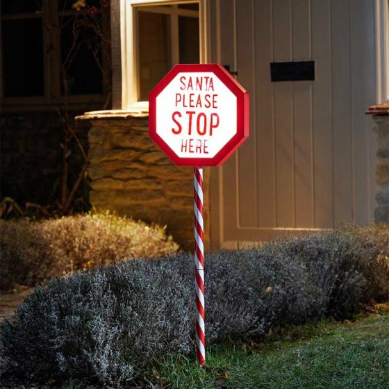 Santa Stop Here! Stake Light - Large